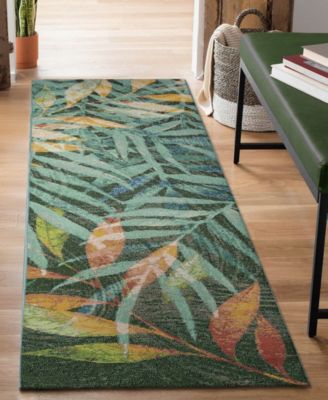 Marina Leaves 1'11"x7'6" Runner Area Rug