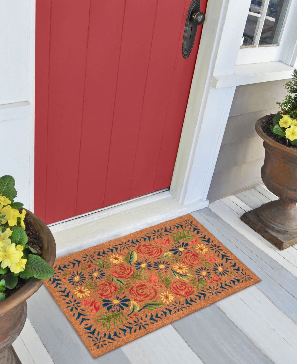 Liora Manne Natura Block Print Flowers 1'6"x2'6" Area Rug In Multi