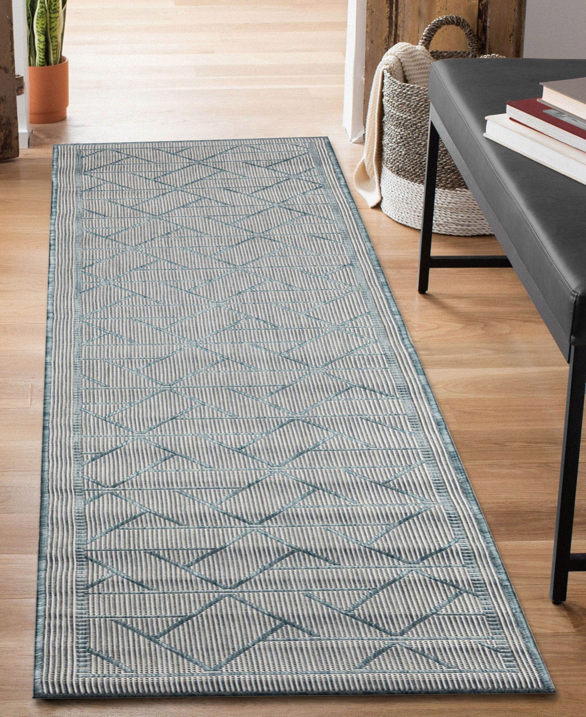 Liora Manne Carmel Pyramid 1'11"x7'6" Runner Area Rug In Aqua