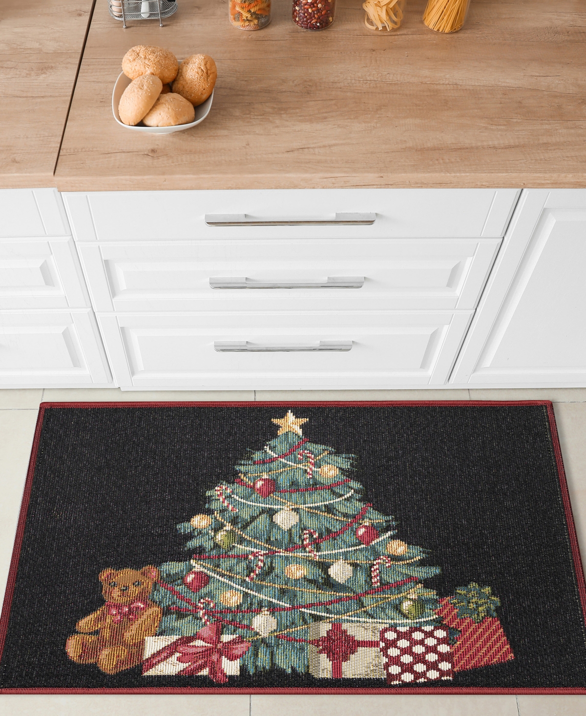 Liora Manne Esencia Oh Christmas Tree 2'x2'10" Area Rug In Black