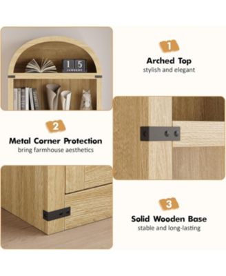 Bookcase with Doors Arched Bookshelf 71.65in Tall Bookcase Farmhouse Cabinet