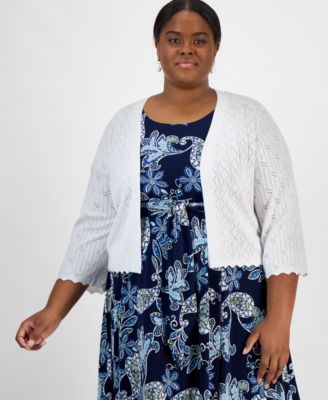 Plus Size Half-Sleeve Sweater Shrug