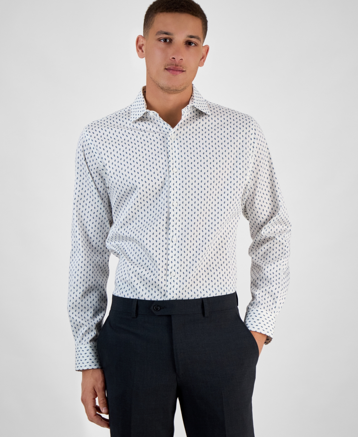 Bar Iii Men's Bree Slim-fit Stretch Leaf-print Dress Shirt, Exclusively At Macy's
