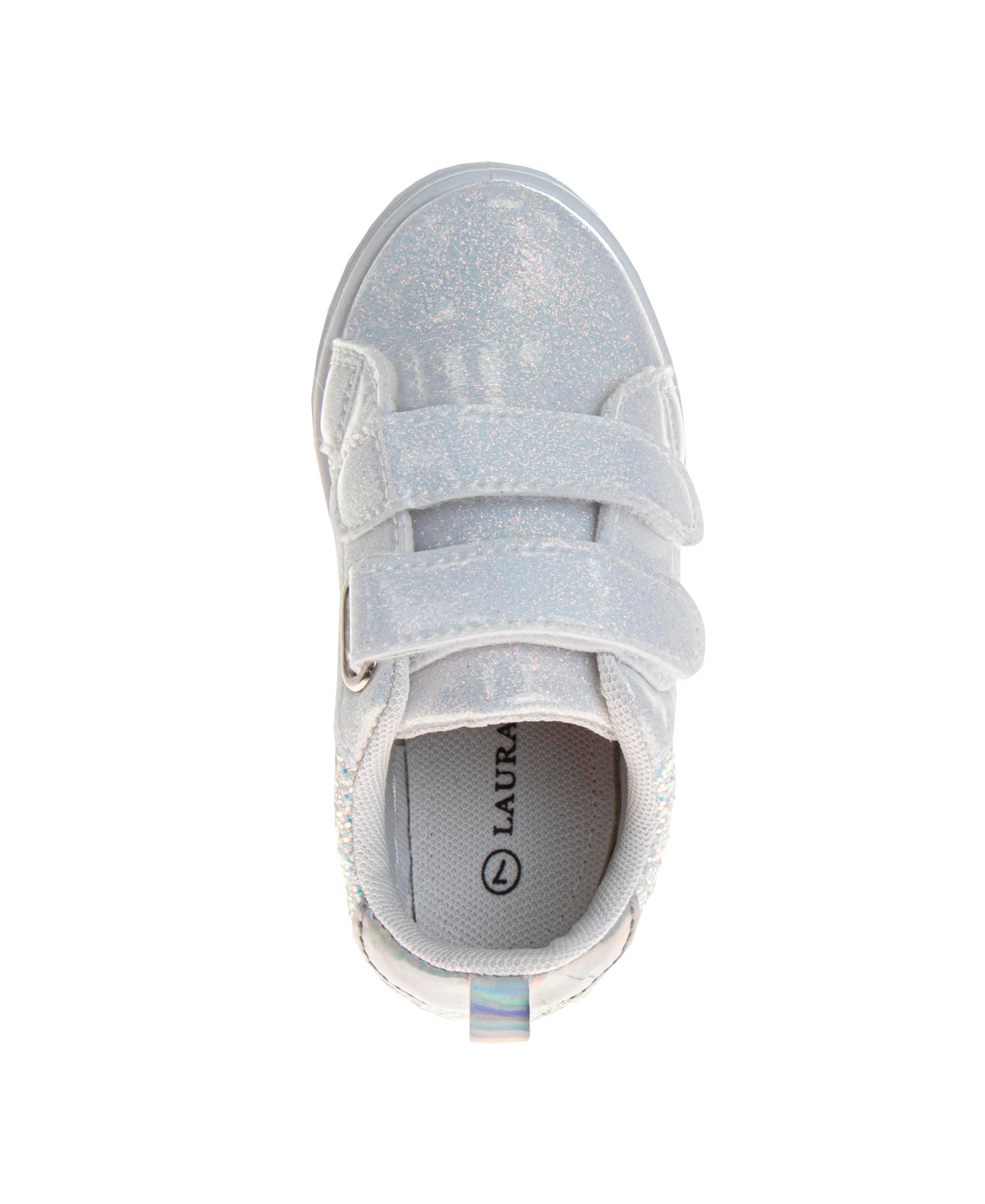 Laura Ashley Toddler Girls Hook And Loop Sneakers In White,glitter