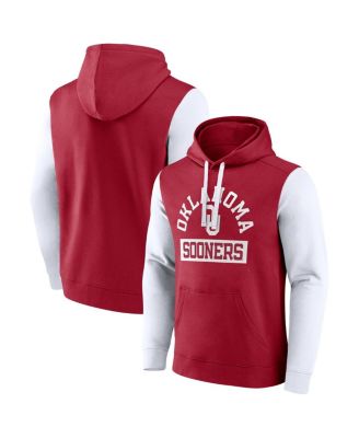 Fanatics - Men's Crimson Oklahoma Sooners Extra Point Colorblock Fleece Pullover Hoodie