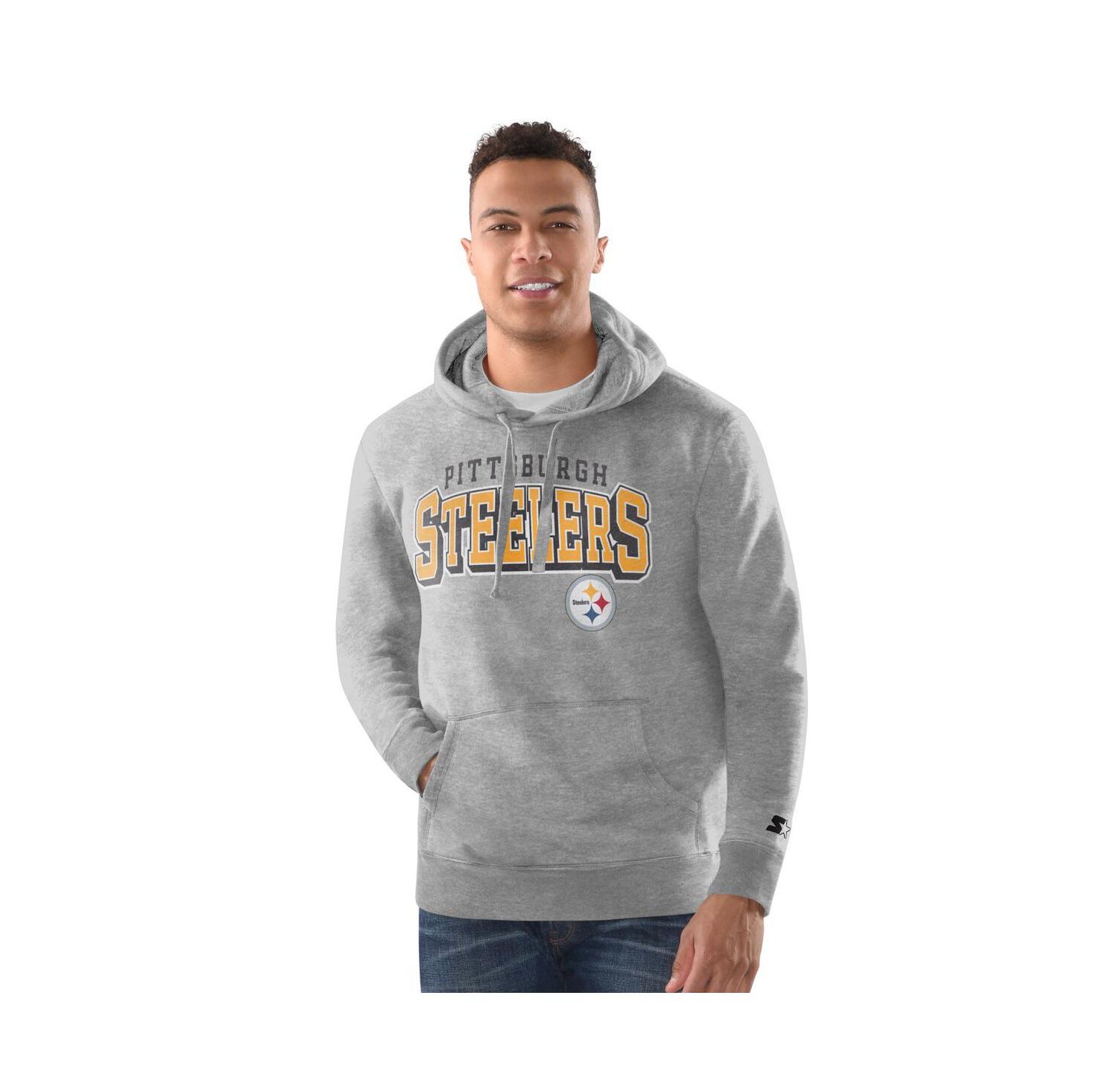 Men's Heather Gray Pittsburgh Steelers Vintage Pullover Hoodie