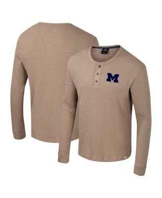 Colosseum - Men's Tan Michigan Wolverines Great Outdoors Henley Long Sleeve Shirt