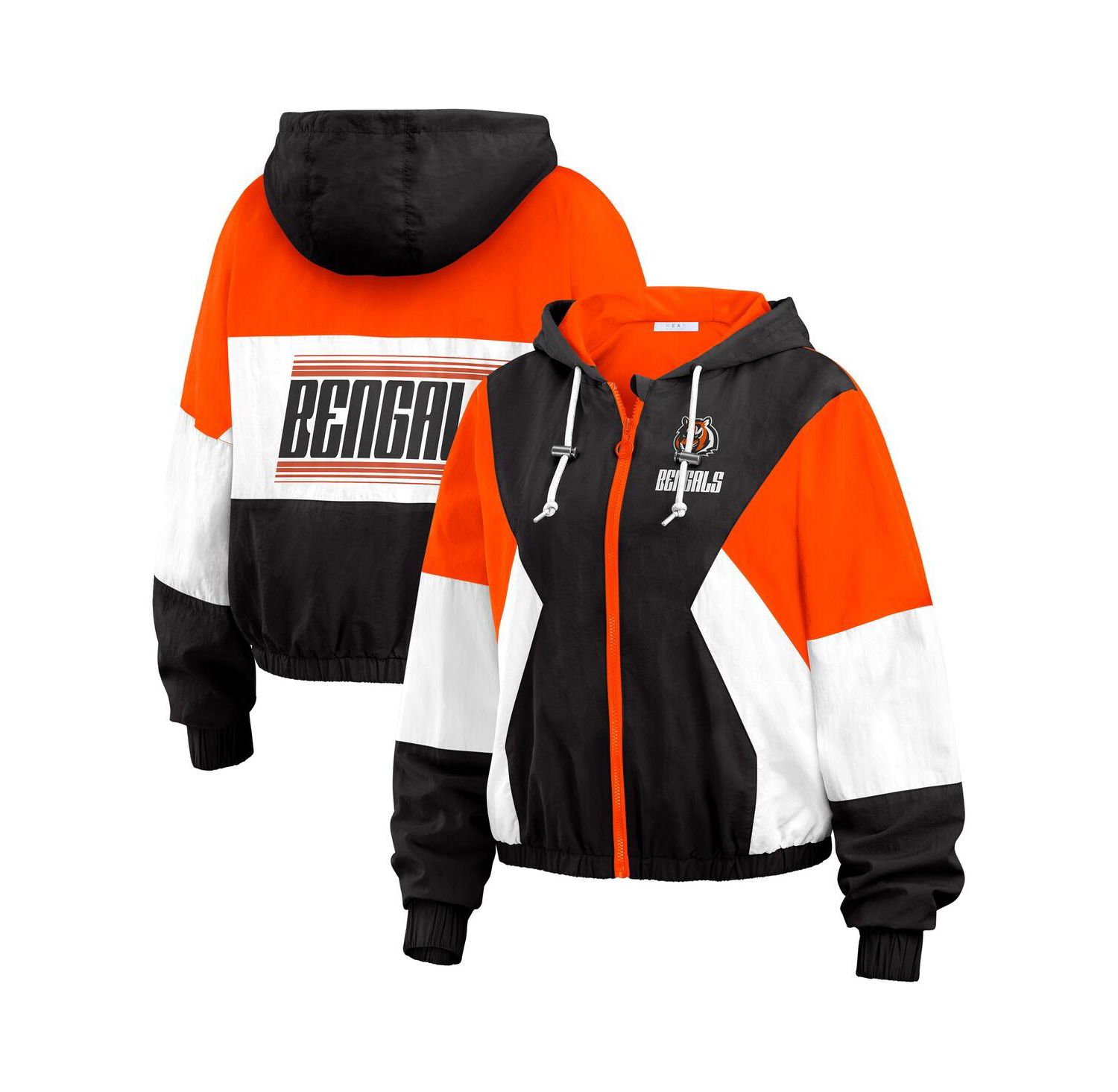 Black Cincinnati Bengals Color Block Full-Zip Windbreaker Jacket