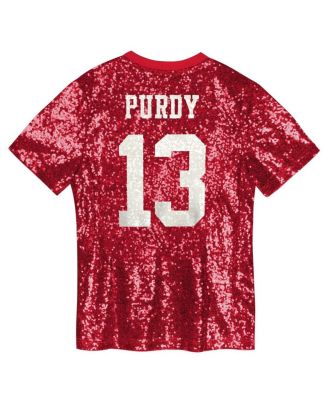 Big Girls Brock Purdy Scarlet San Francisco 49ers Sequin V-Neck Fashion Jersey