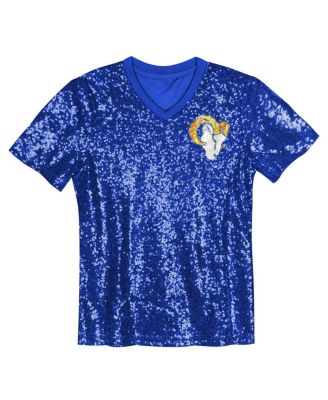 Big Girls Puka Nacua Royal Los Angeles Rams Sequin V-Neck Fashion Jersey
