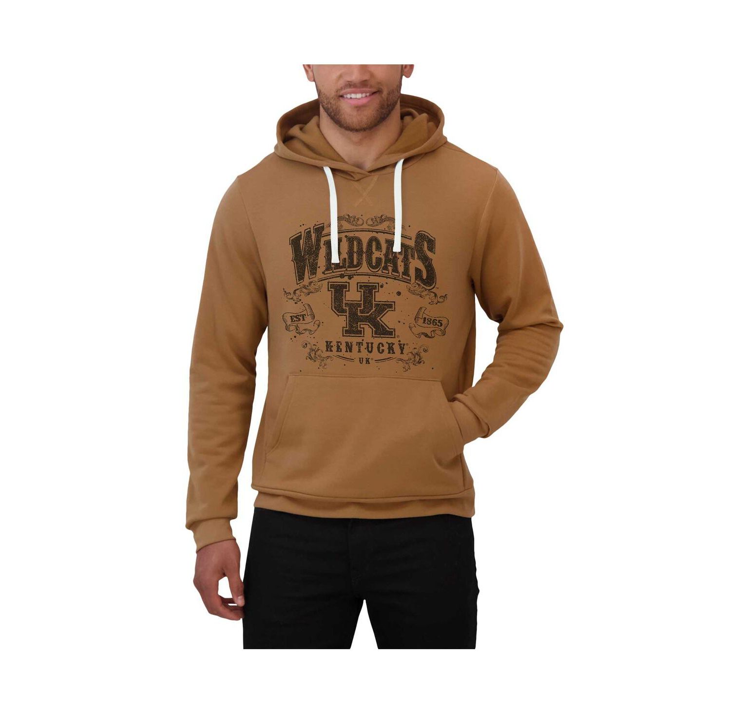 Men's Tan Kentucky Wildcats Camp Fleece Tri-Blend Pullover Hoodie