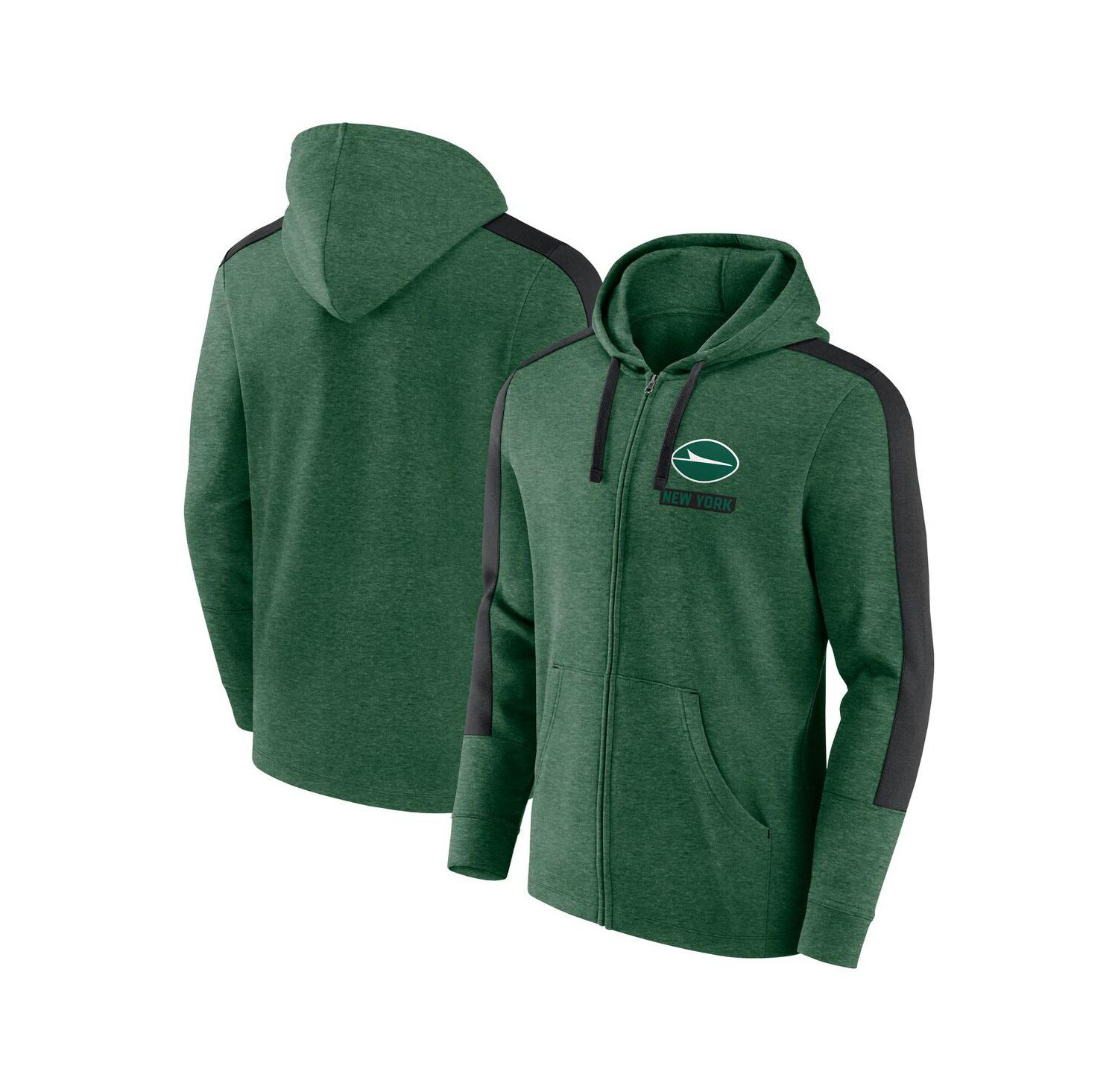 Men's Heather Green New York Jets Gains Full-Zip Hoodie