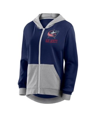 Women's Navy Columbus Blue Jackets Hit It French Terry Full-Zip Hoodie