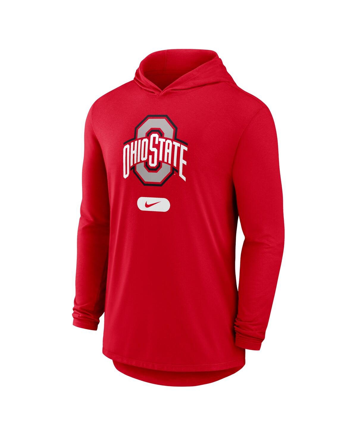 Nike Men's Scarlet Ohio State Buckeyes Lightweight Performance Long Sleeve Hoodie T-shirt In Scarlet