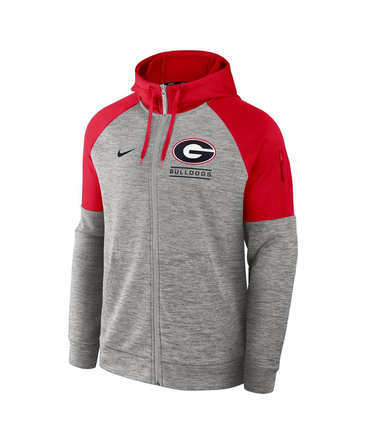 Nike Men's Heather Gray Georgia Bulldogs Fitness Raglan Performance Full-zip Hoodie In Heather Gray