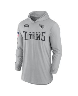 Men's Gray Tennessee Titans 2024 Salute to Service Lightweight Performance Long Sleeve Hooded T-Shirt