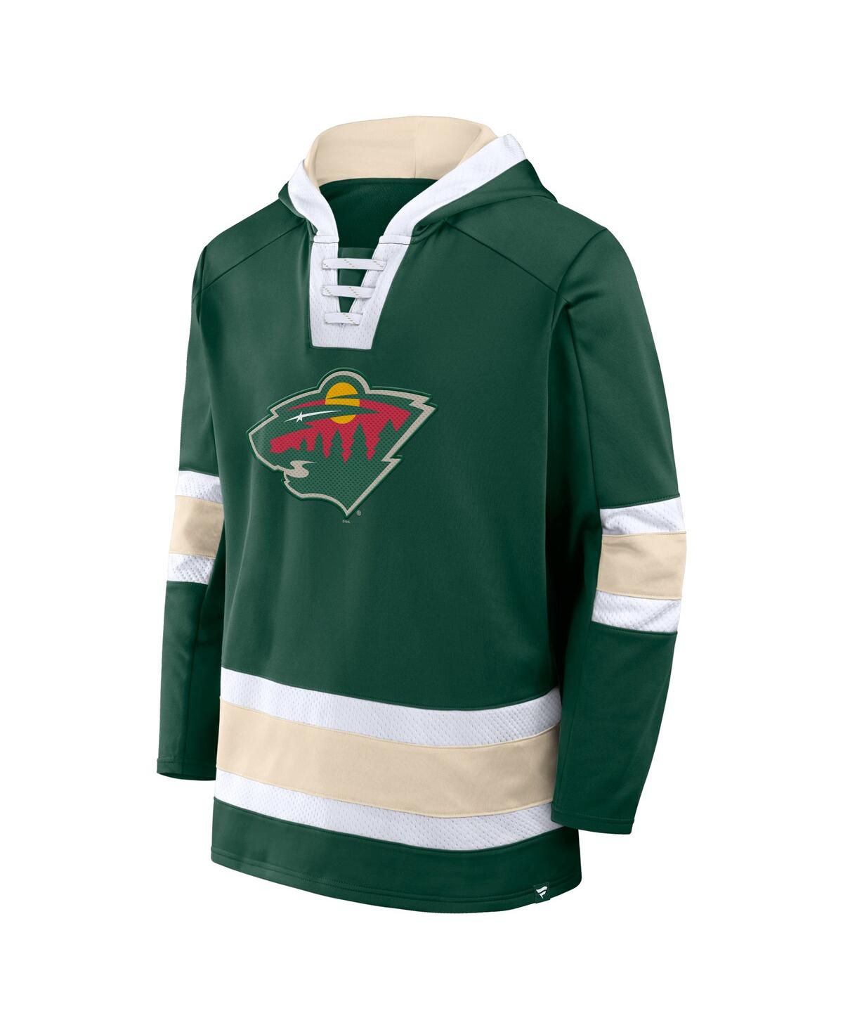 Fanatics Men's Green Minnesota Wild Inside Line Fleece Pullover Hoodie In Green