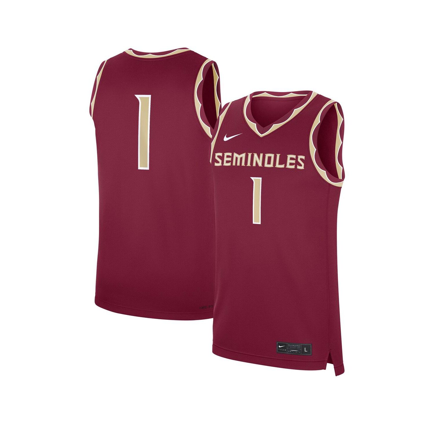 Men's 1 Garnet Florida State Seminoles Road Replica Jersey