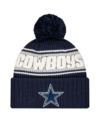 New Era - Men's Navy Dallas Cowboys 2024 Sideline Cuffed Knit Hat with Pom