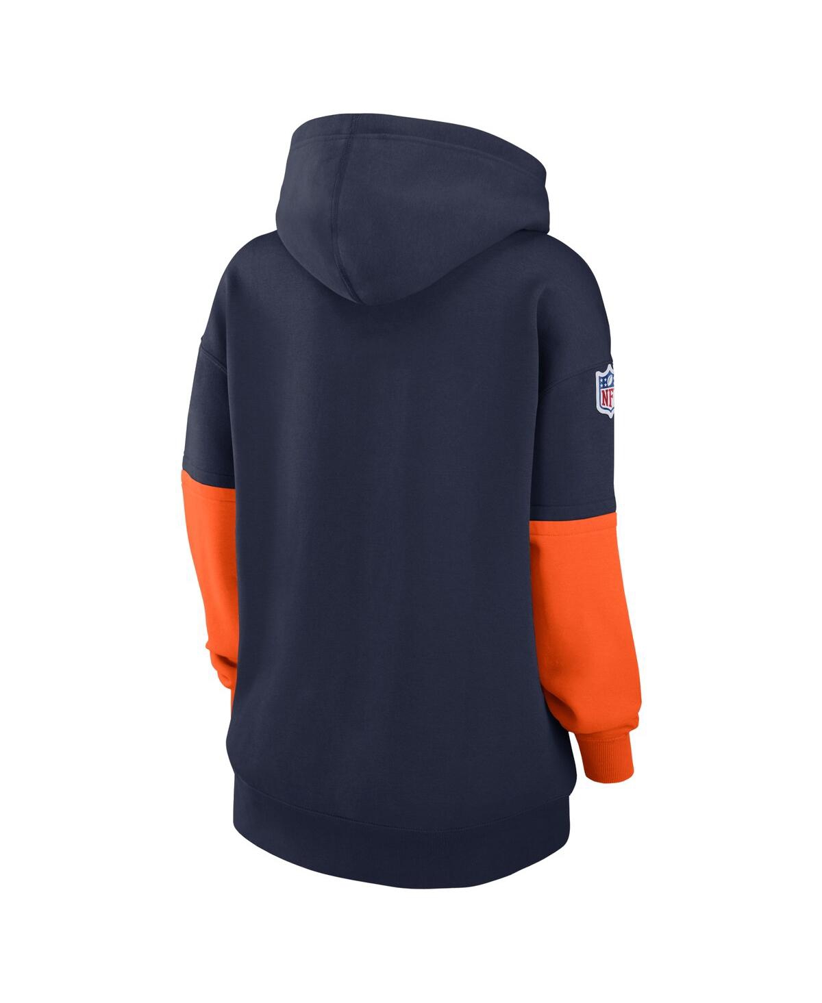 Nike Navy Denver Broncos 2024 Sideline Essential Fleece Pullover Hoodie In Navy,orange