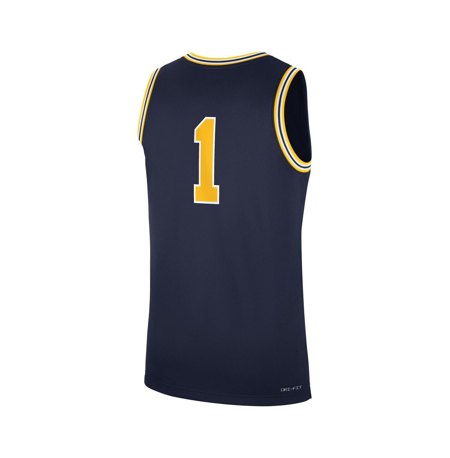 Мужской топ Jordan Navy Michigan Wolverines Road Replica Basketball Jersey — фото 3