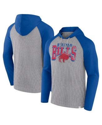 Fanatics - Men's Gray/Royal Buffalo Bills Under Center Long Sleeve Hoodie T-Shirt