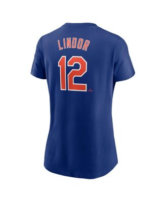 Women's Francisco Lindor Royal New York Mets Fuse Name Number T-Shirt