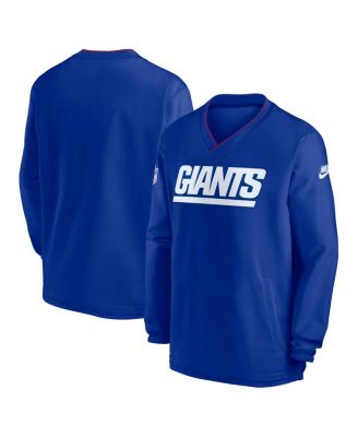 Nike - Men's Royal New York Giants 2024 Sideline Throwback Logo Long-Sleeve V-Neck Windshirt