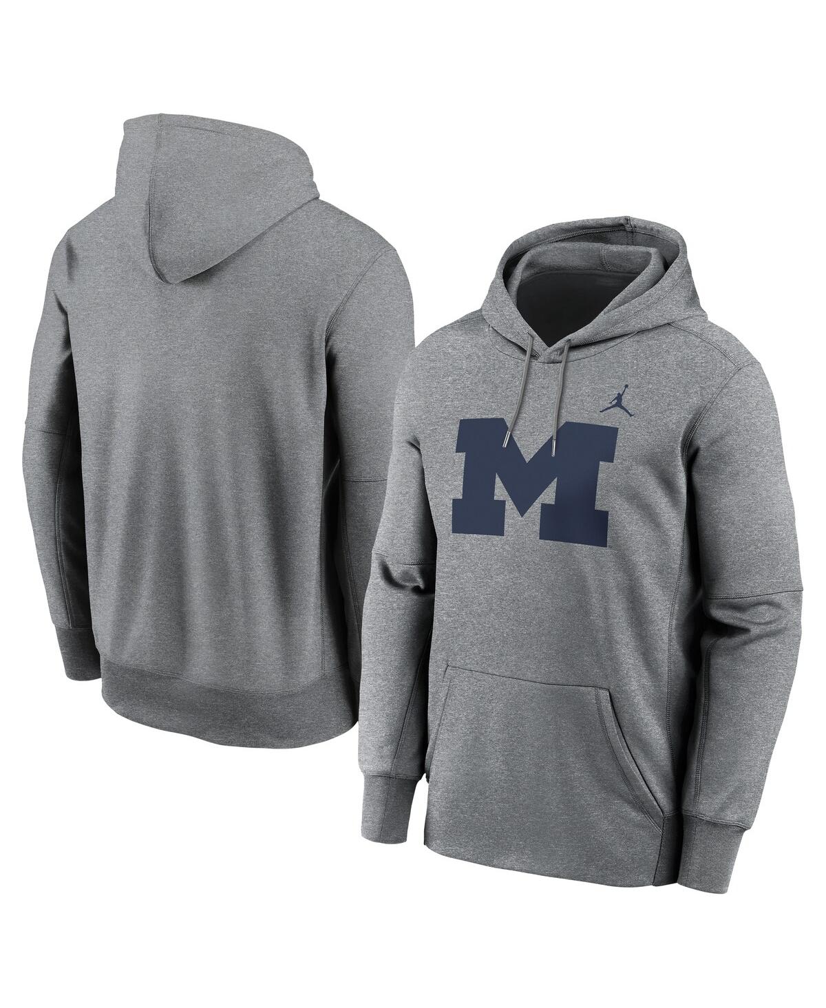 Jordan Men's Heather Gray Michigan Wolverines Primetime Endzone Performance Pullover Hoodie In Heather Gray