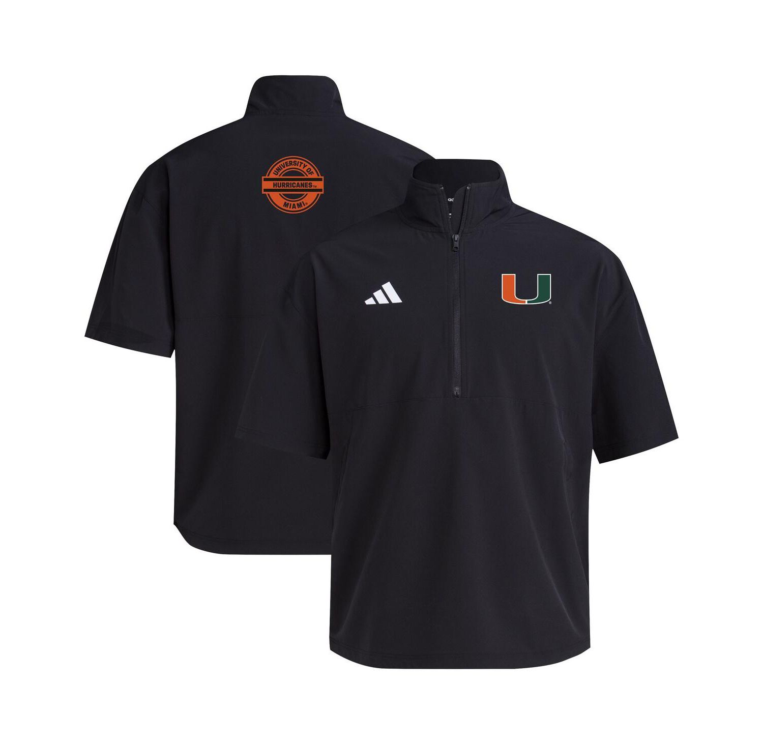 Men's Black Miami Hurricanes 2024 Half-Zip Short Sleeve Training Jacket