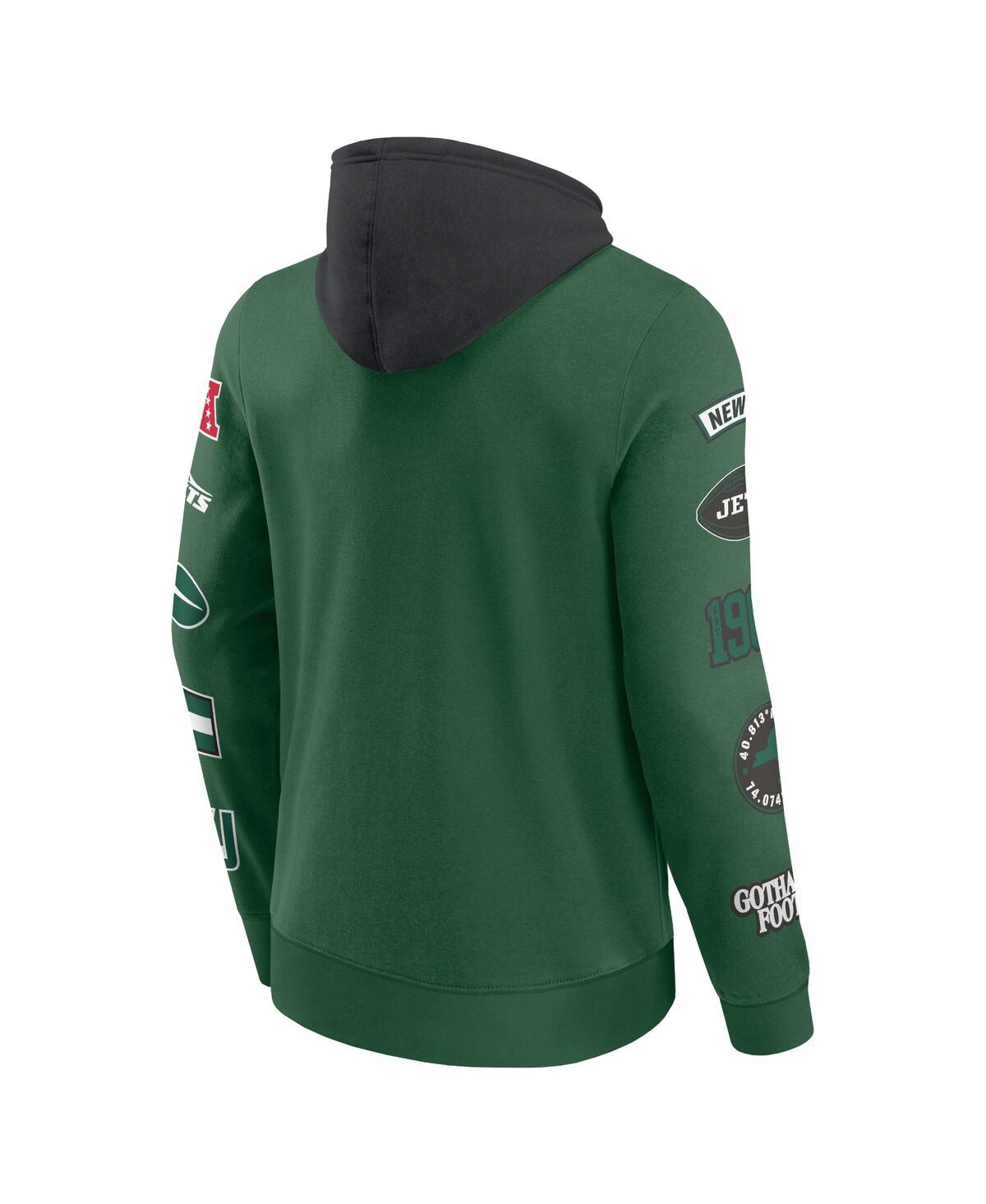 Fanatics Men's Green/black New York Jets Patched Out Pullover Hoodie In Green,black