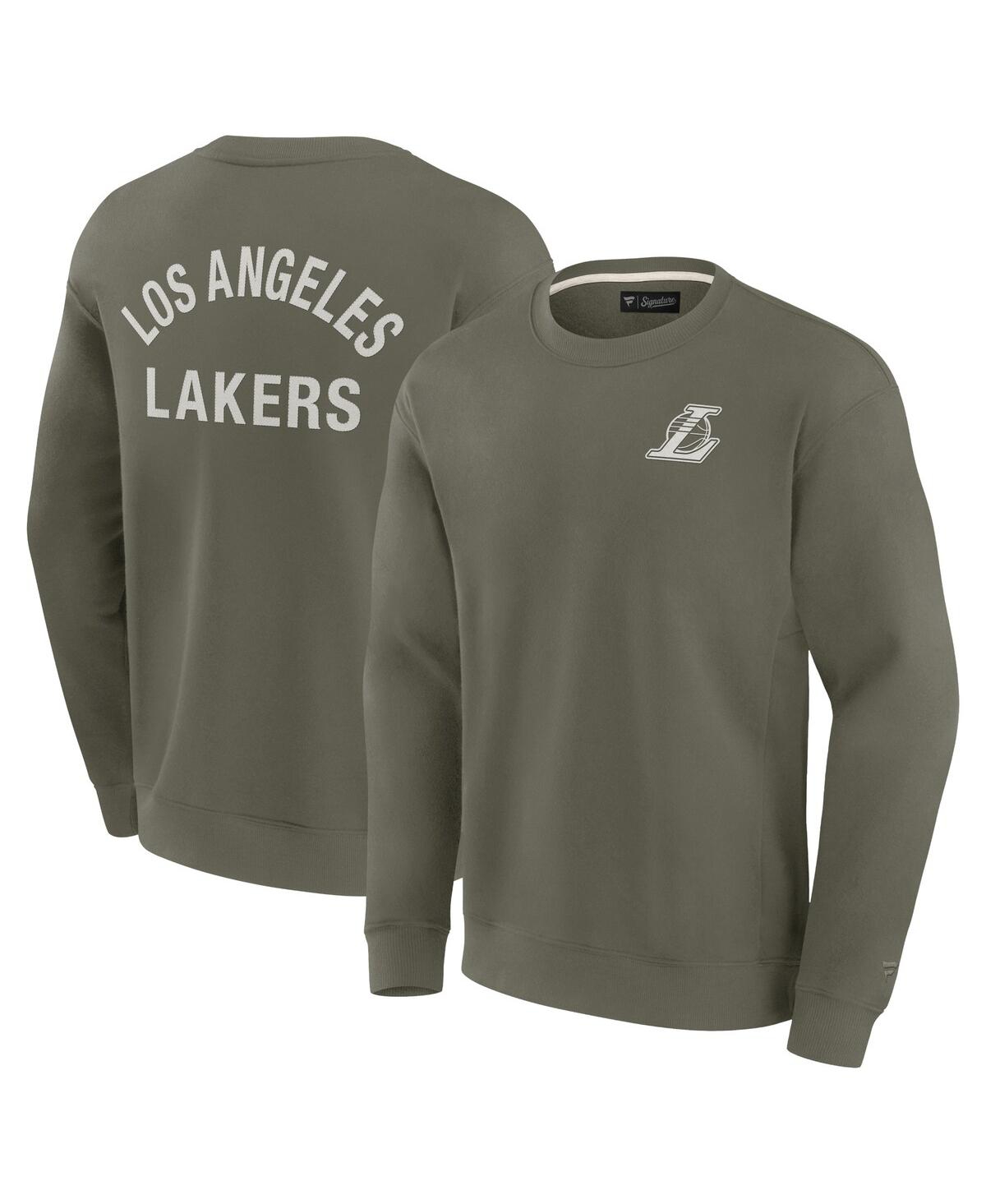 Fanatics Men's and Women's Olive Los Angeles Lakers Super Soft Pullover Crew Sweatshirt - Olive