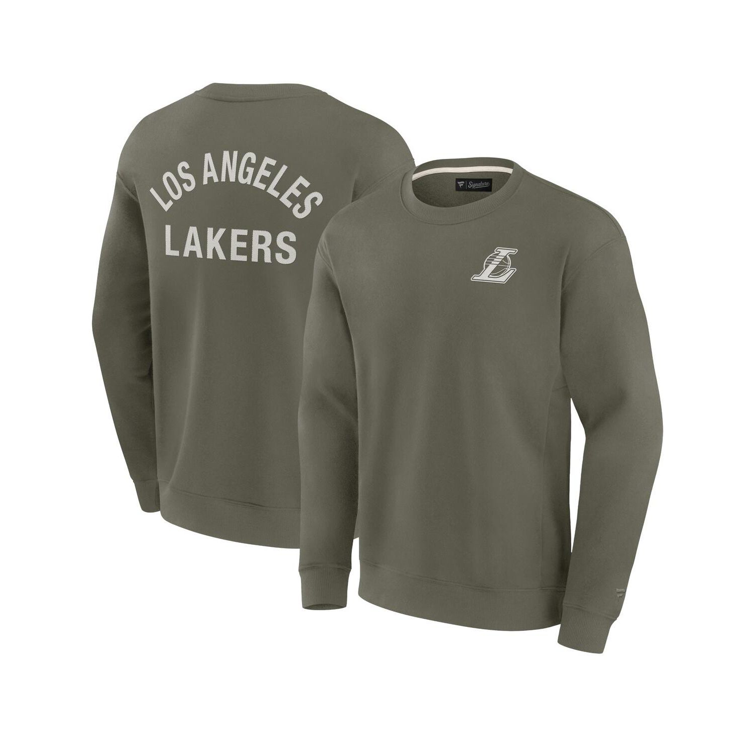 Men's and Women's Olive Los Angeles Lakers Super Soft Pullover Crew Sweatshirt