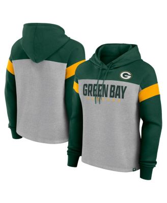 Fanatics - Women's Heather Gray/Green Green Bay Packers Bold Play Call Pullover Hoodie