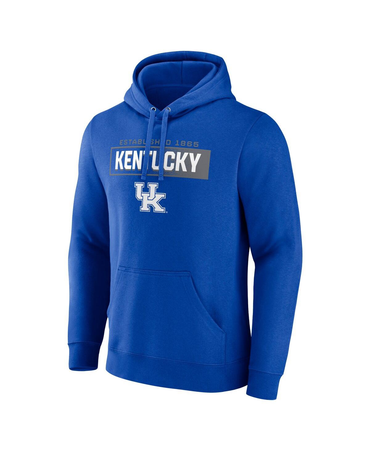 Fanatics Men's Royal Kentucky Wildcats Iconic Fleece Down The Field Pullover Hoodie In Royal