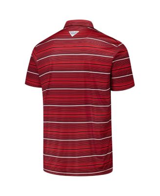Men's Red Georgia Bulldogs PFG Super Terminal Tackle Omni-Shade Stripe Polo