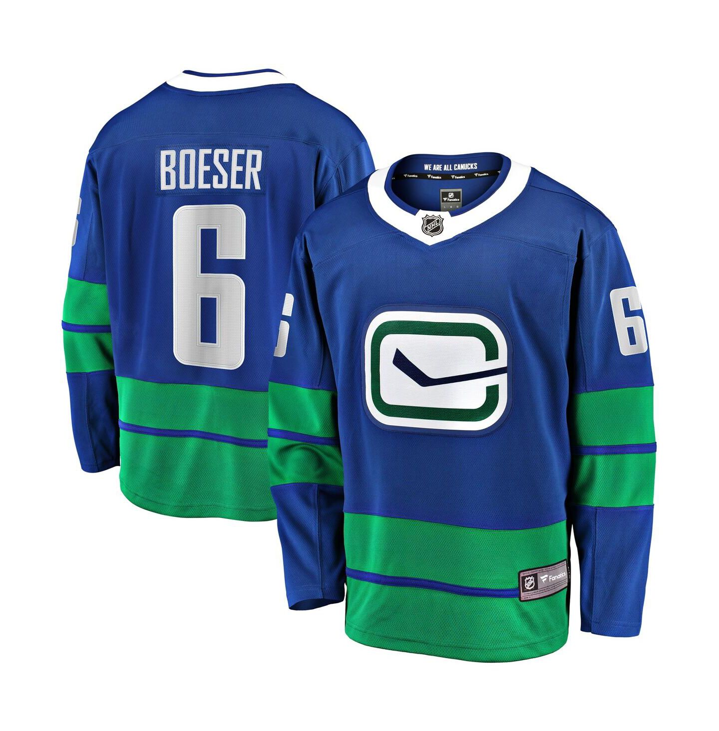 Мужской топ Fanatics Brock Boeser Blue Vancouver Canucks Premier Breakaway Player Jersey — фото 1