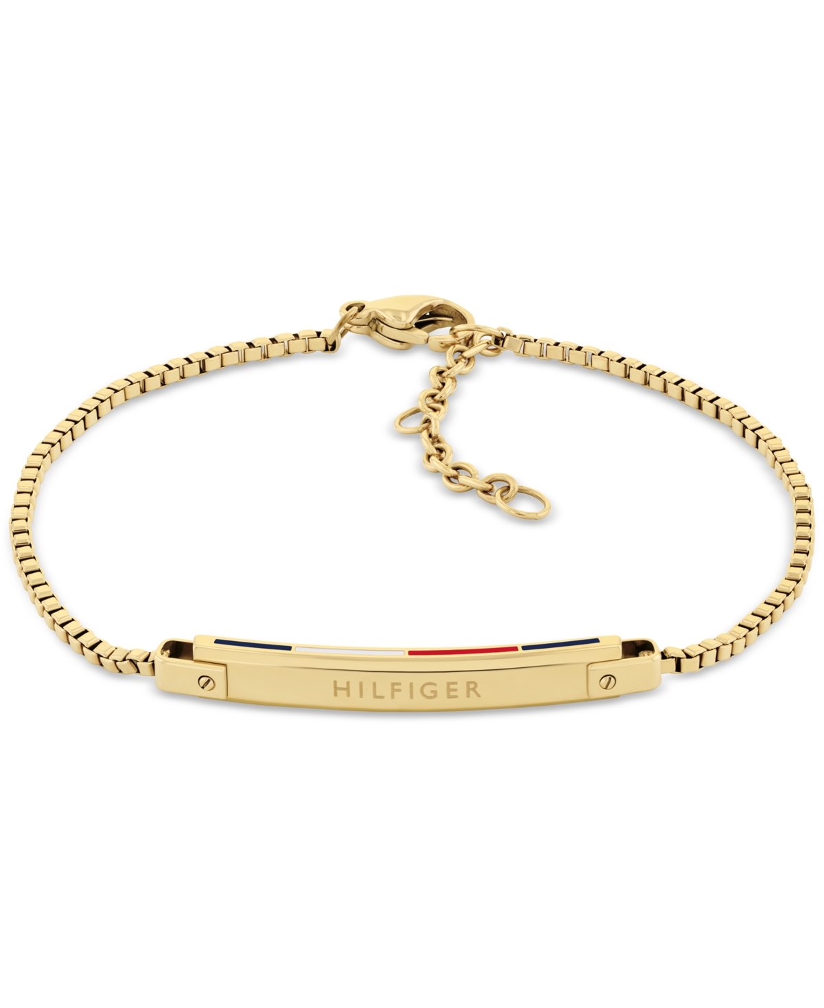 Linear Logo Plaque Chain Bracelet - Gold