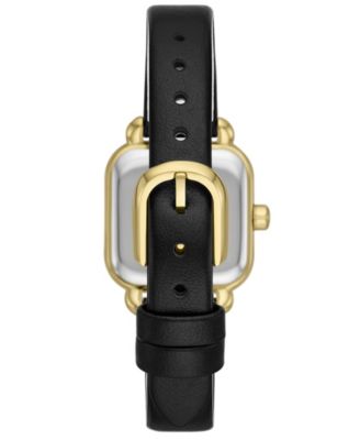 Women's Gracie Square Three-Hand Black Leather Watch, 25mm