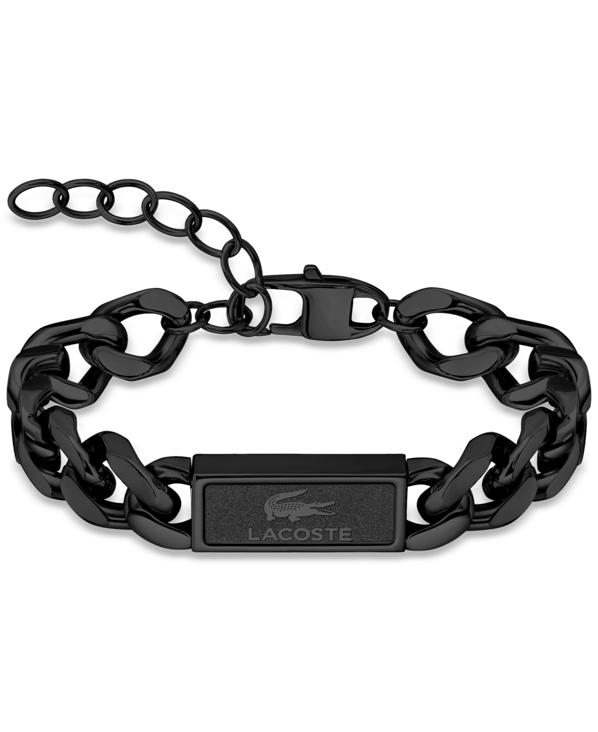 Lacoste Stainless Steel Backhand Chain Bracelet In Black