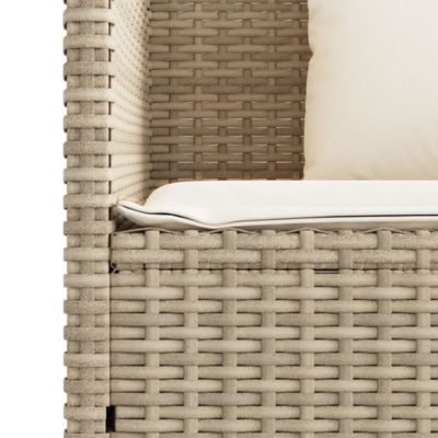 Patio Bench with Cushions Beige Poly Rattan