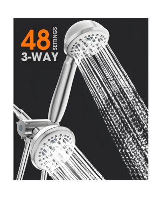 6-Spray Setting High Pressure Dual Rain Shower Head with Handheld Valve and 59&amp;#x22; Flexible Hose (Brushed Nickel)