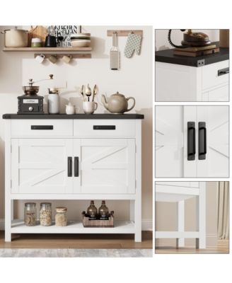 Farmhouse Entryway Table with 2-Door Cabinet & 2 Drawers