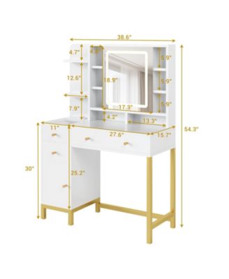 1 PC solid wood Makeup with Led Lighted Mirror & Power Outlet  Vanity