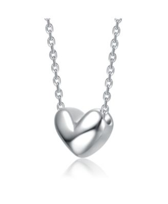 Minimalist Heart Pendant Necklace in White Gold Plated, 14K Gold Plated, or 18K Rose Gold Plated