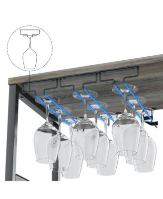 Wine Bar Cabinet with Detachable Wine Rack, Bar Rack Cabinet with Glass Holder and 1 Drawer, Mesh Door, Small Sideboard and Buffet Cabinet for Liquor and Glasses