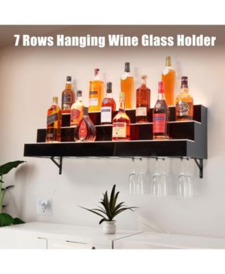 40-Inch Acrylic LED Wine Display Rack - Remote Control, App-Controlled, Modern Design, 3-Tier Shelf, and Home Bar Accessories