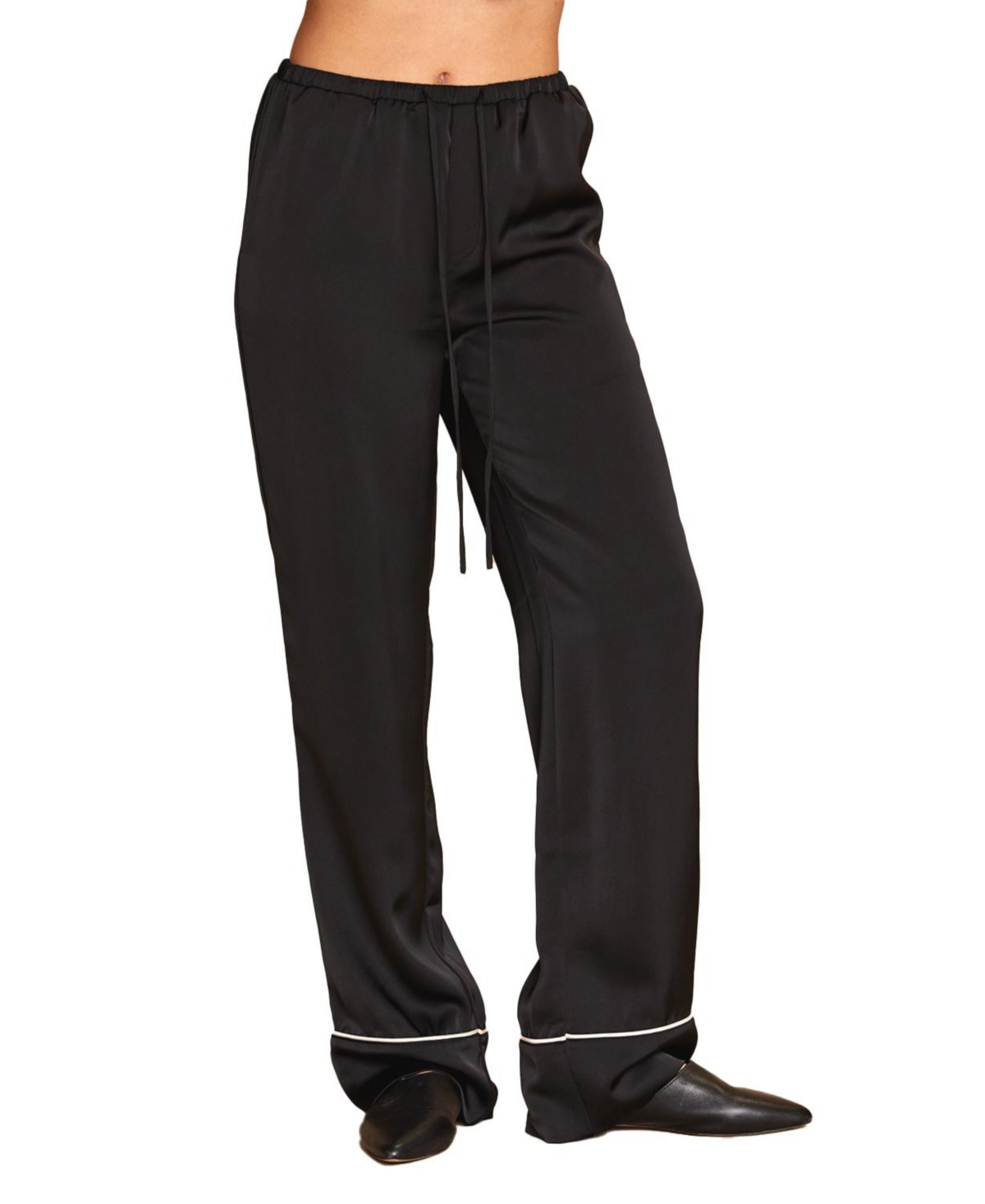 Women's Sandy Satin Pants - Black