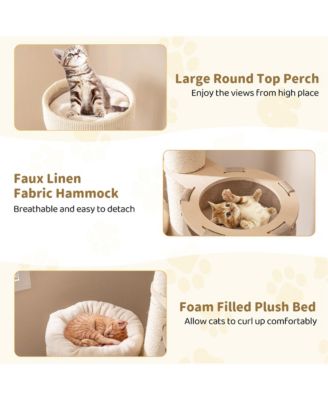 61'' Cat Tree for Indoor Cats w/ 2-stoery Condo Top Perch Sisal Scratching Posts