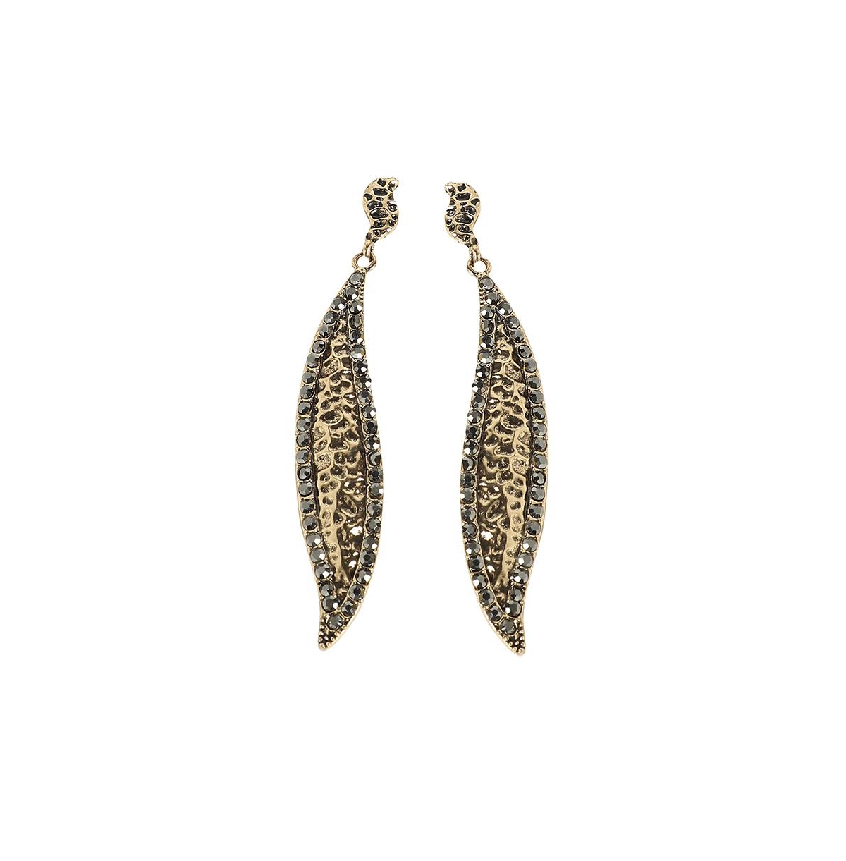 Sohi Embellished Rhombus Swirl Drop Earrings In Gold